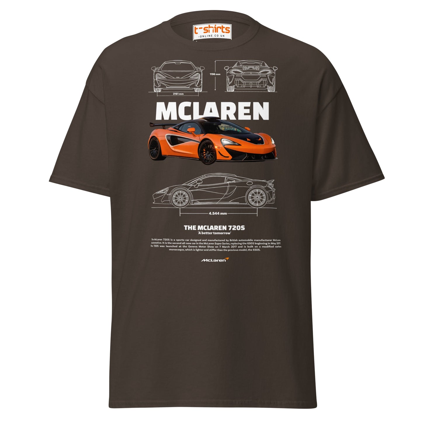 McLaren 720S T-Shirt | British Supercar Enthusiast Tee - Dark Chocolate - T-Shirts Online