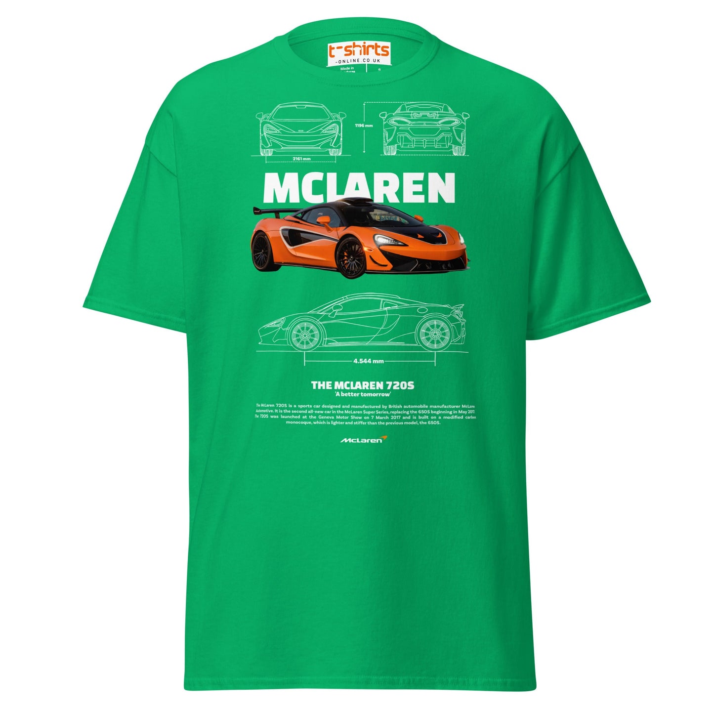 McLaren 720S T-Shirt | British Supercar Enthusiast Tee - Irish Green - T-Shirts Online