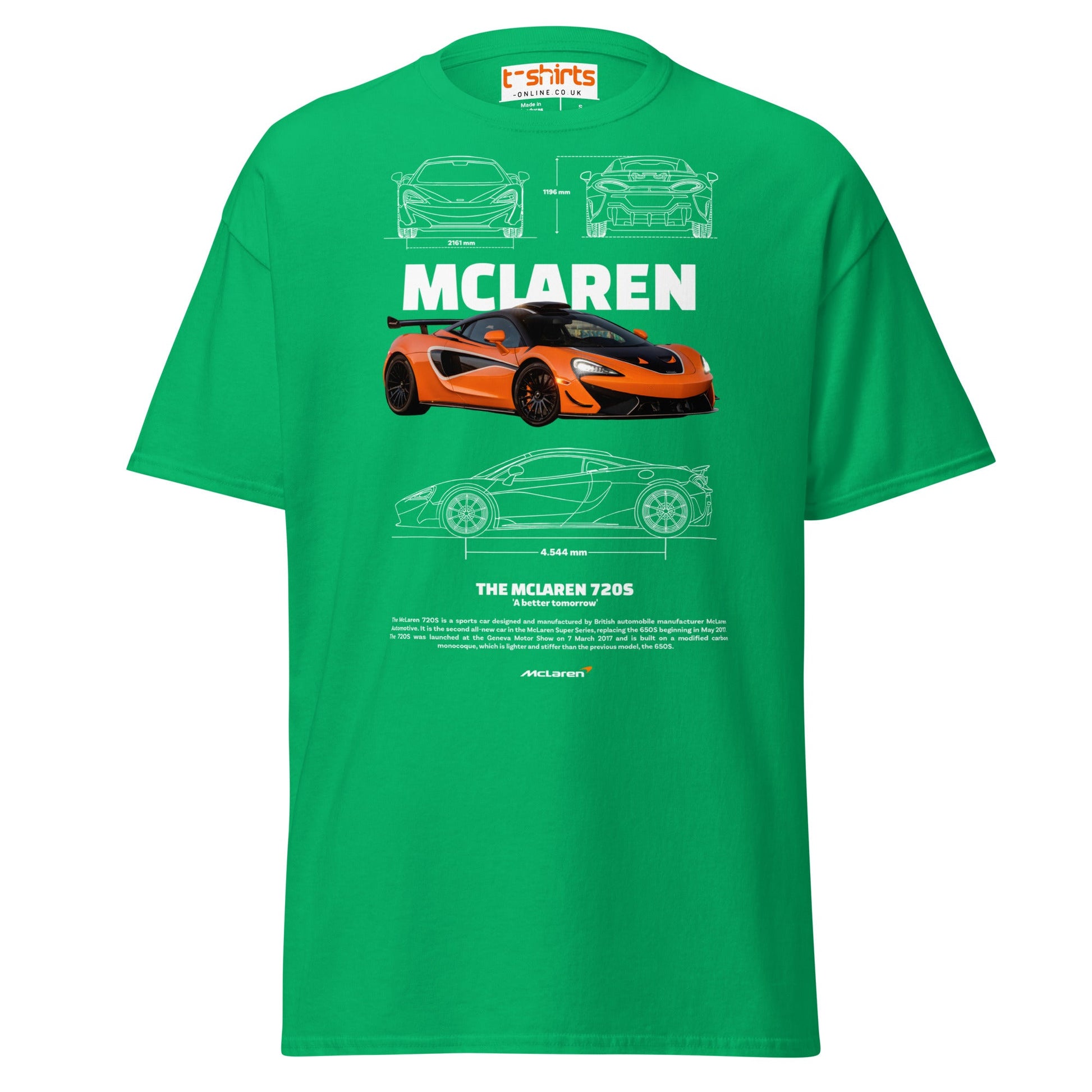 McLaren 720S T-Shirt | British Supercar Enthusiast Tee - Irish Green - T-Shirts Online