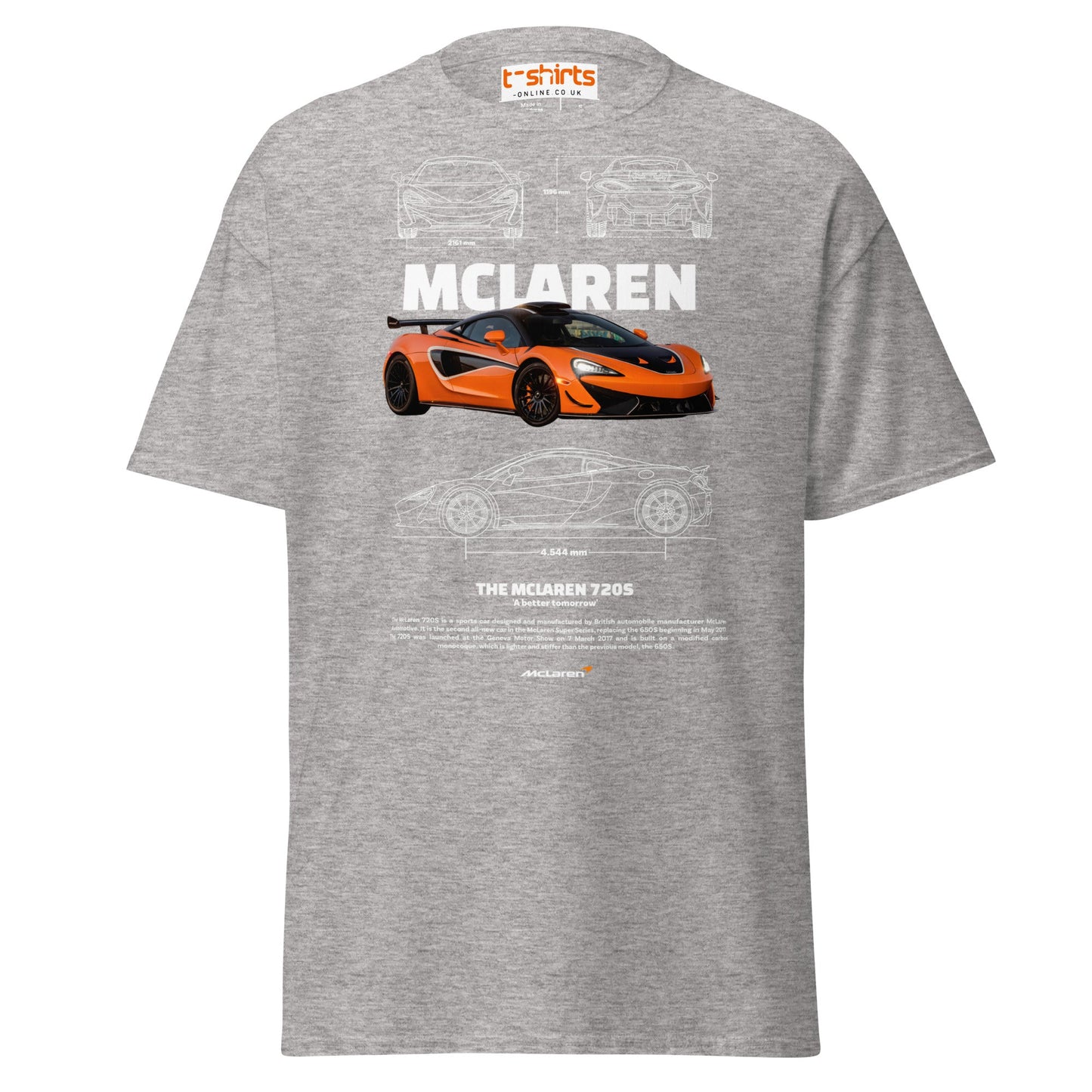 McLaren 720S T-Shirt | British Supercar Enthusiast Tee - Sport Grey - T-Shirts Online