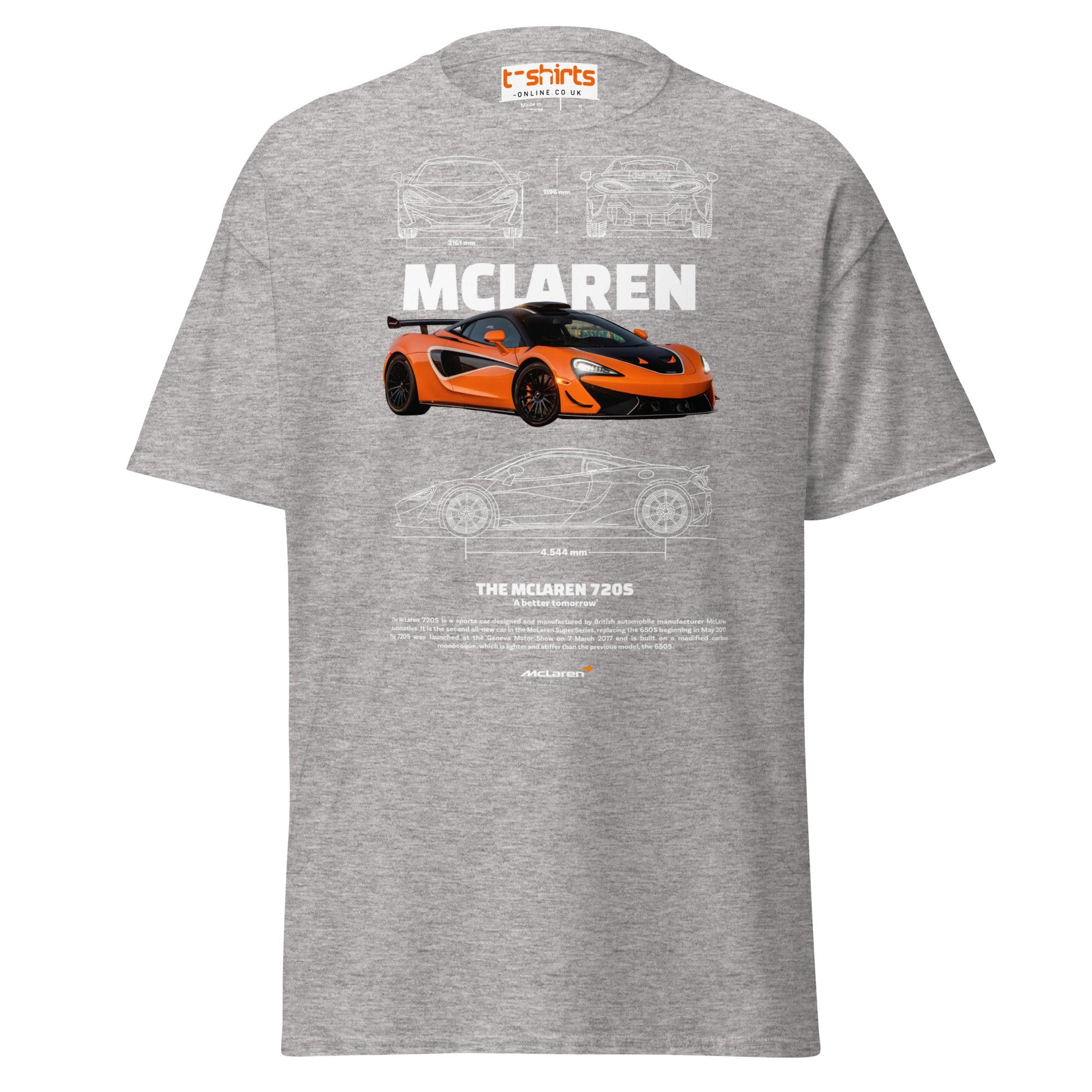 McLaren 720S T-Shirt | British Supercar Enthusiast Tee - Sport Grey - T-Shirts Online