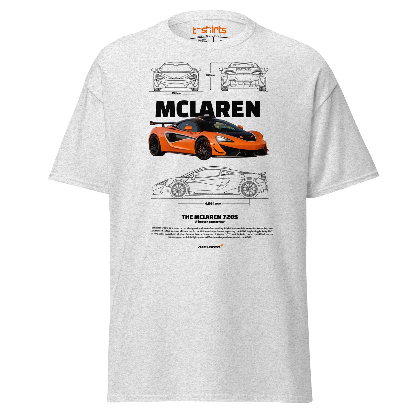 McLaren 720S T-Shirt | Supercar Fan Graphic Tee - Ash - T-Shirts Online
