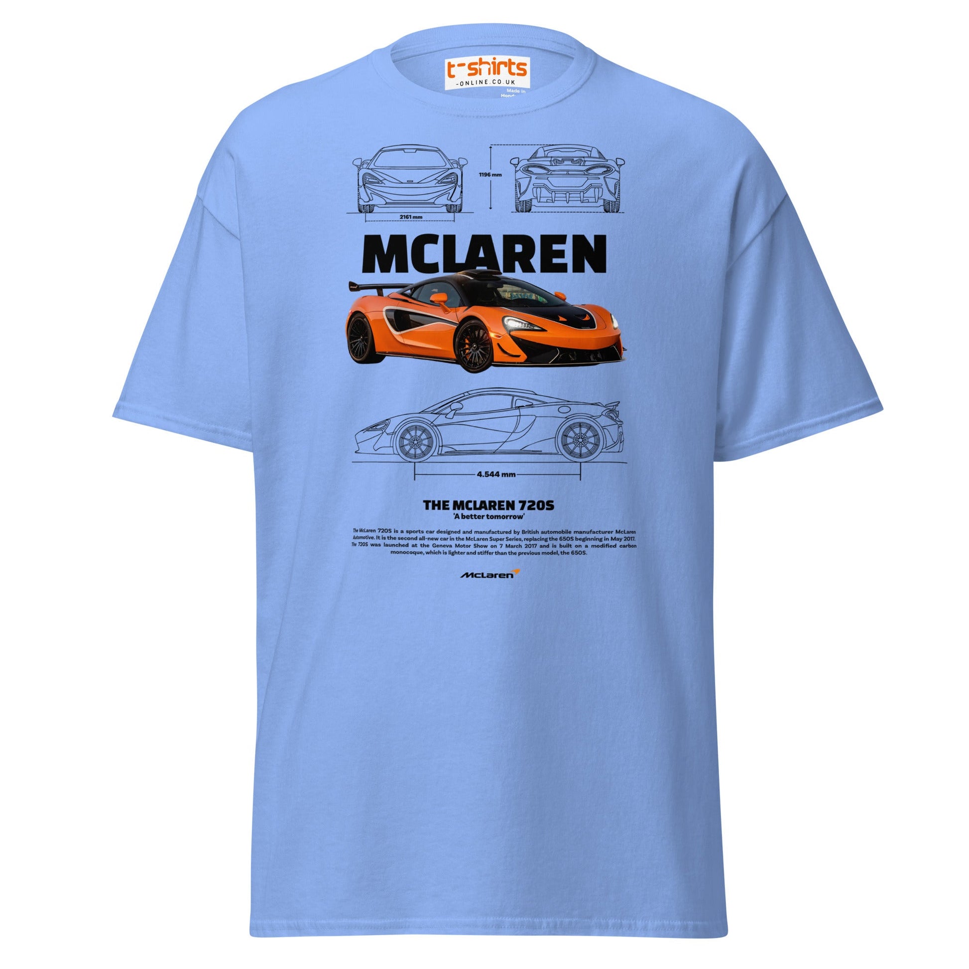 McLaren 720S T-Shirt | Supercar Fan Graphic Tee - Carolina Blue - T-Shirts Online