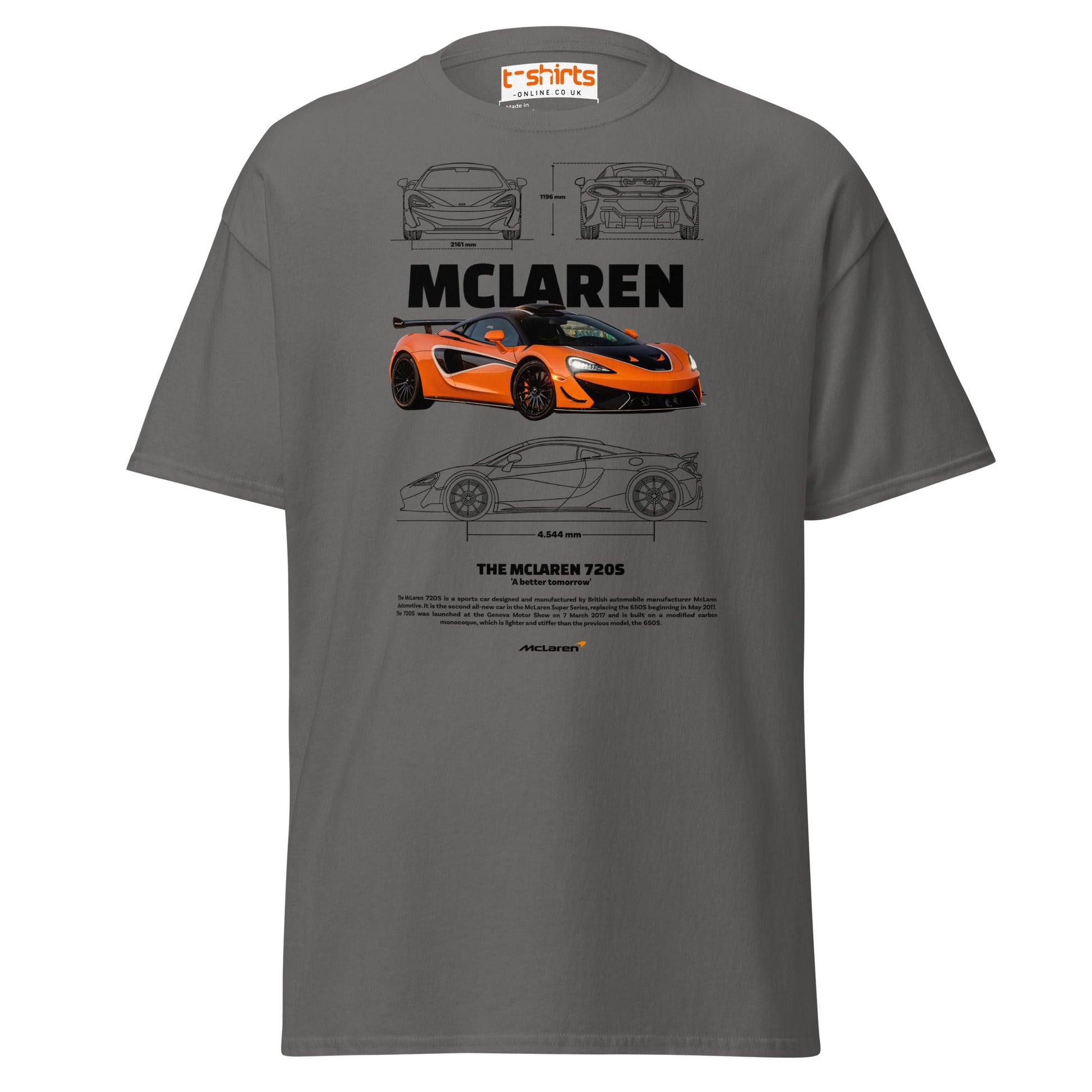 McLaren 720S T-Shirt | Supercar Fan Graphic Tee - Charcoal - T-Shirts Online