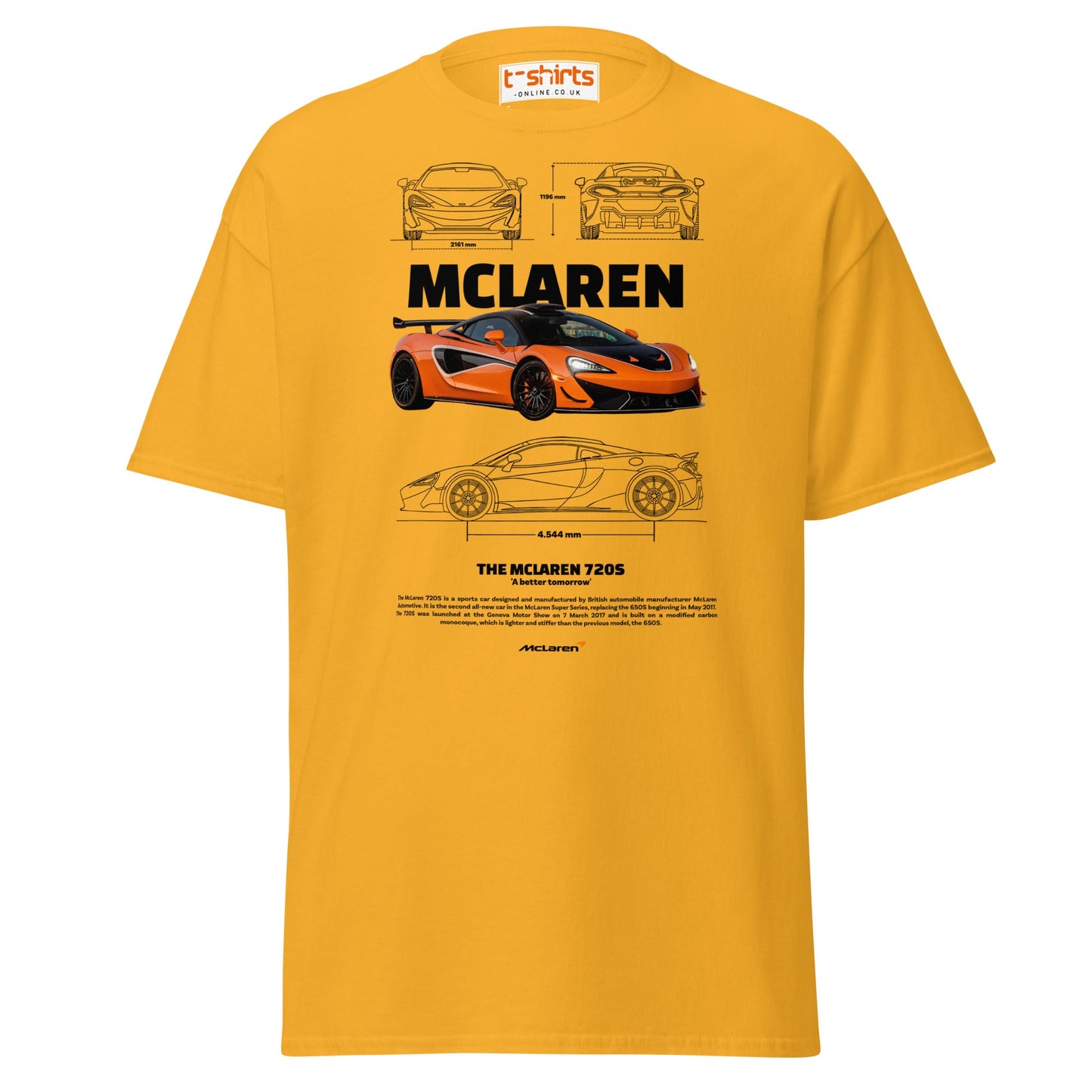 McLaren 720S T-Shirt | Supercar Fan Graphic Tee - Gold - T-Shirts Online