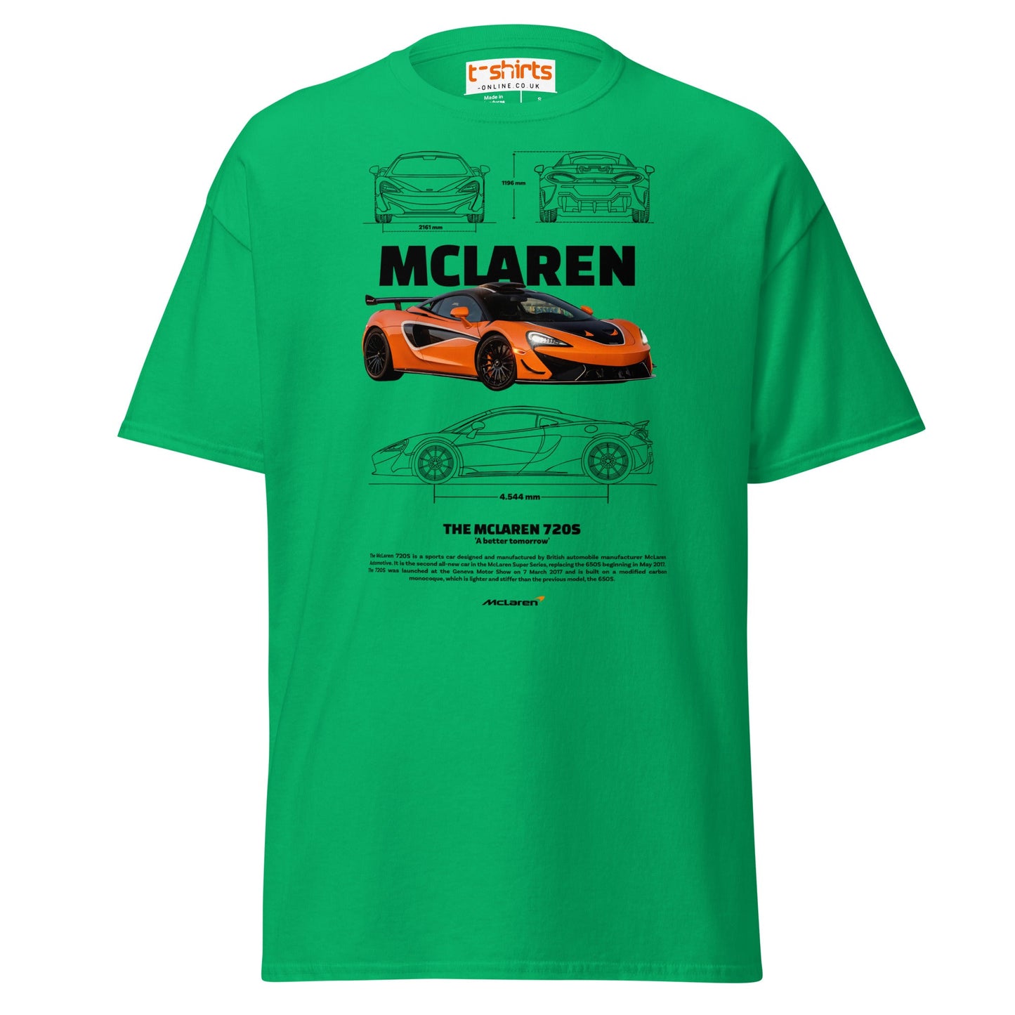 McLaren 720S T-Shirt | Supercar Fan Graphic Tee - Irish Green - T-Shirts Online