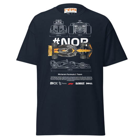 McLaren F1 Team T-Shirt | Lando Norris Blueprint Tee - Navy - T-Shirts Online