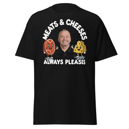 Meats & Cheeses Always Pleases Funny Foodie T-Shirt - Black - T-Shirts Online