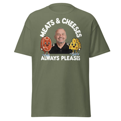 Meats & Cheeses Always Pleases Funny Foodie T-Shirt - Military Green - T-Shirts Online