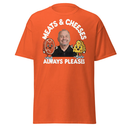 Meats & Cheeses Always Pleases Funny Foodie T-Shirt - Orange - T-Shirts Online