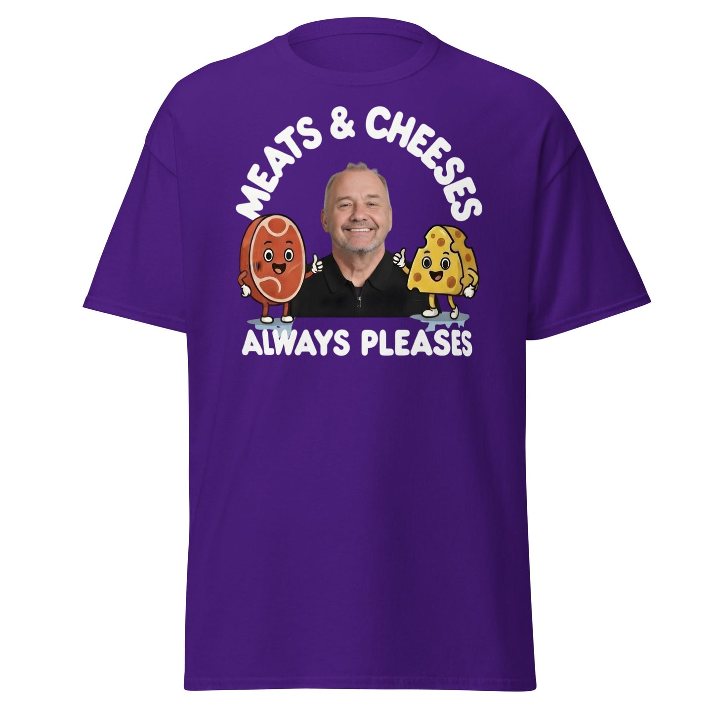 Meats & Cheeses Always Pleases Funny Foodie T-Shirt - Purple - T-Shirts Online