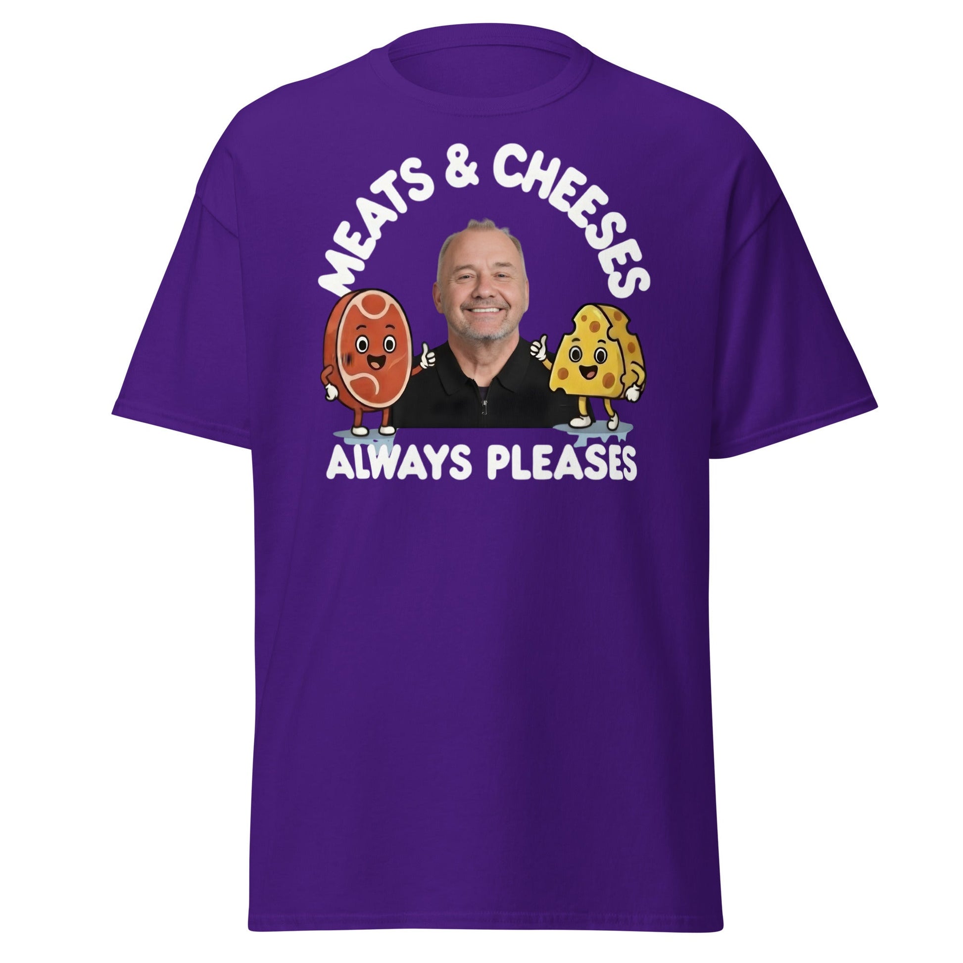 Meats & Cheeses Always Pleases Funny Foodie T-Shirt - Purple - T-Shirts Online