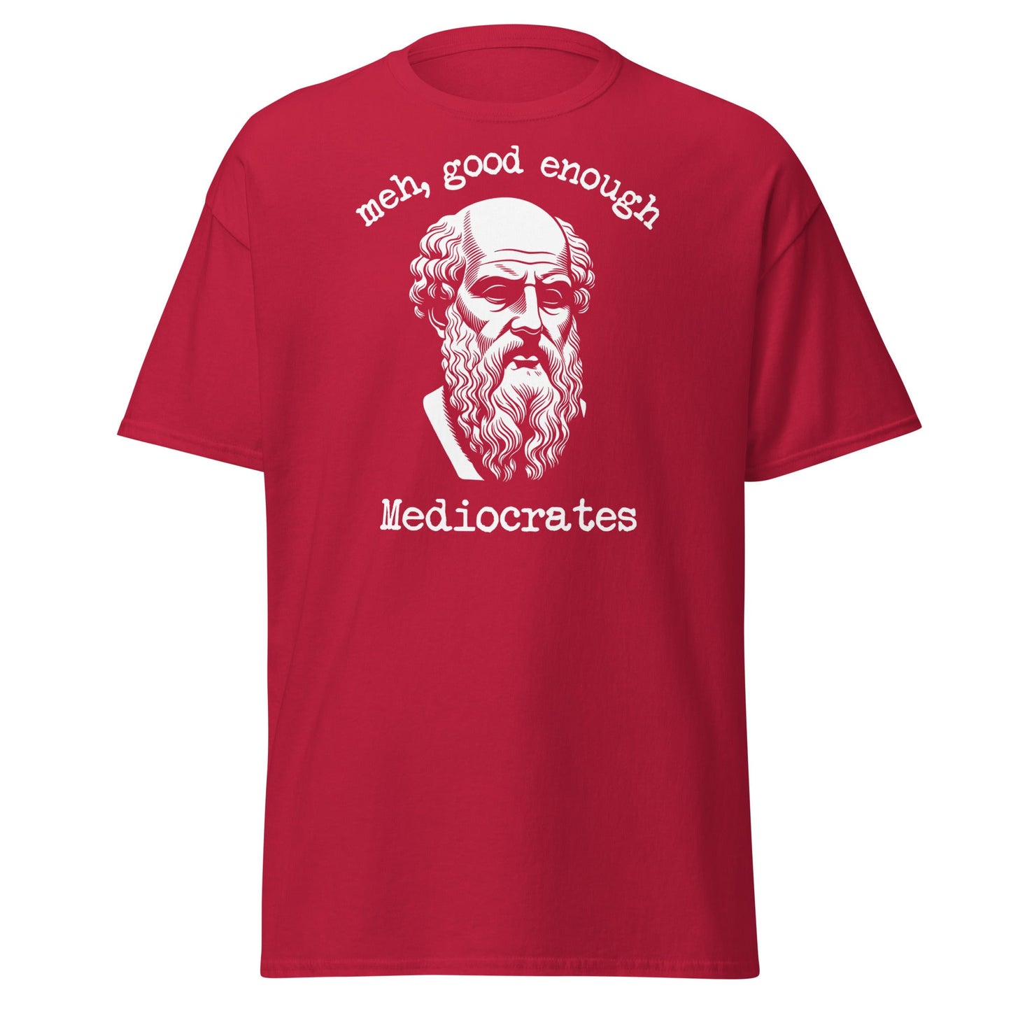 Mediocrates Funny Greek Philosopher T-Shirt | Sarcastic Tee - Cardinal - T-Shirts Online