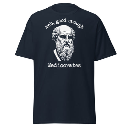 Mediocrates Funny Greek Philosopher T-Shirt | Sarcastic Tee - Navy - T-Shirts Online
