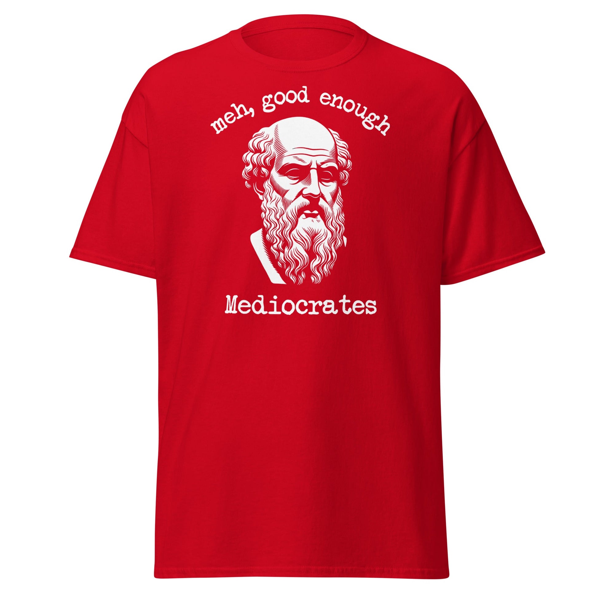 Mediocrates Funny Greek Philosopher T-Shirt | Sarcastic Tee - Red - T-Shirts Online
