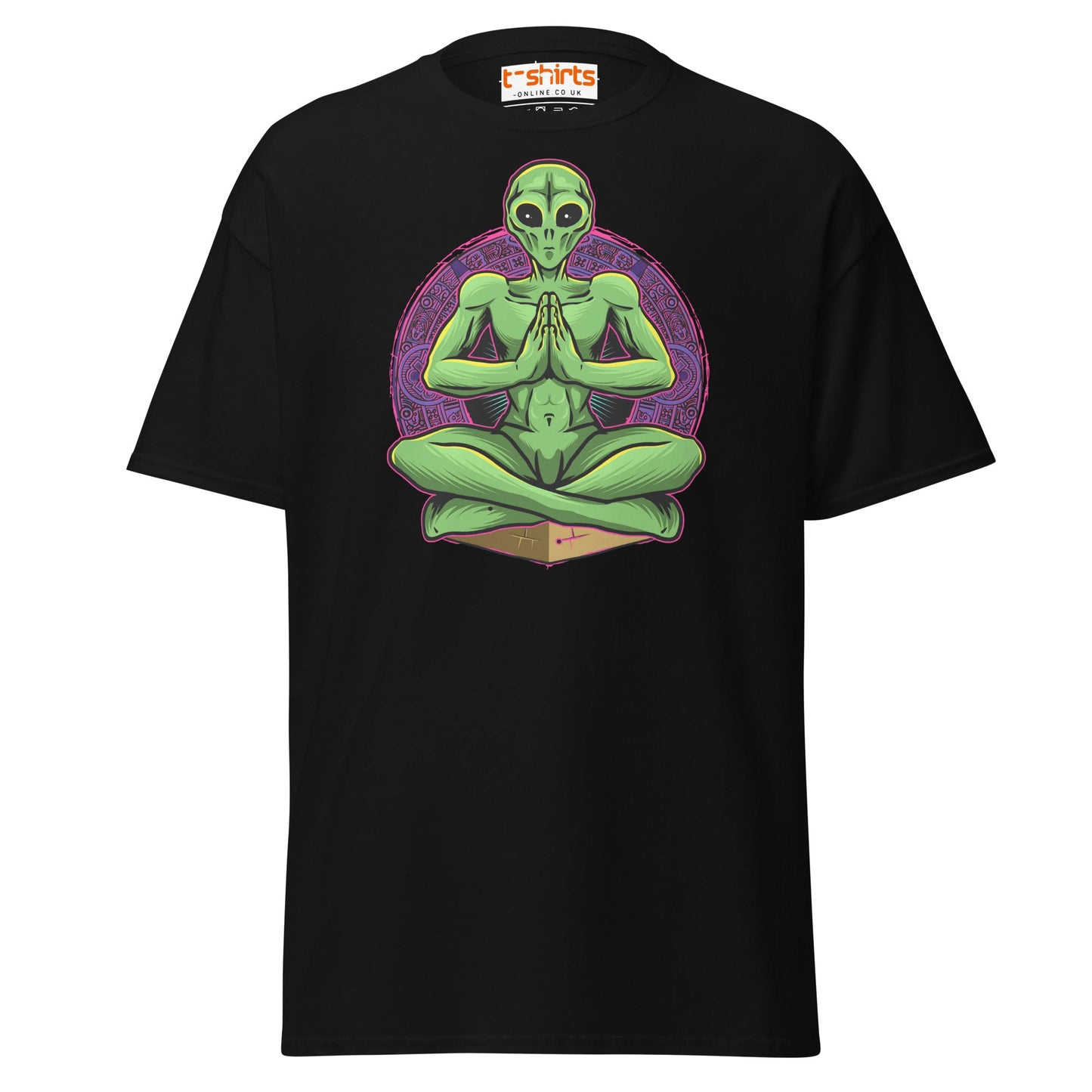 Meditating Alien T-Shirt | Cosmic Spiritual Tee - Black - T-Shirts Online