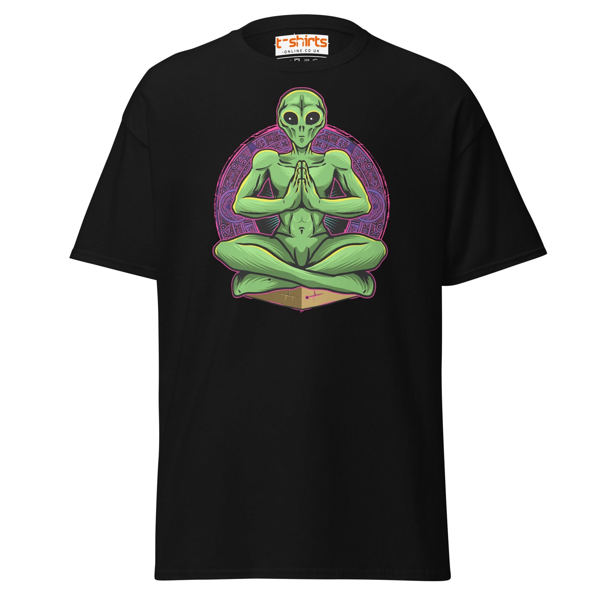 Meditating Alien T-Shirt | Cosmic Spiritual Tee - Black - T-Shirts Online