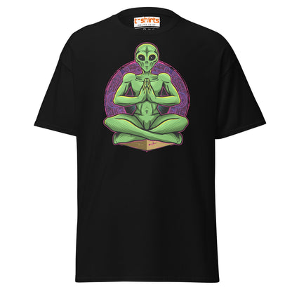 Meditating Alien T-Shirt | Cosmic Spiritual Tee - Black - T-Shirts Online