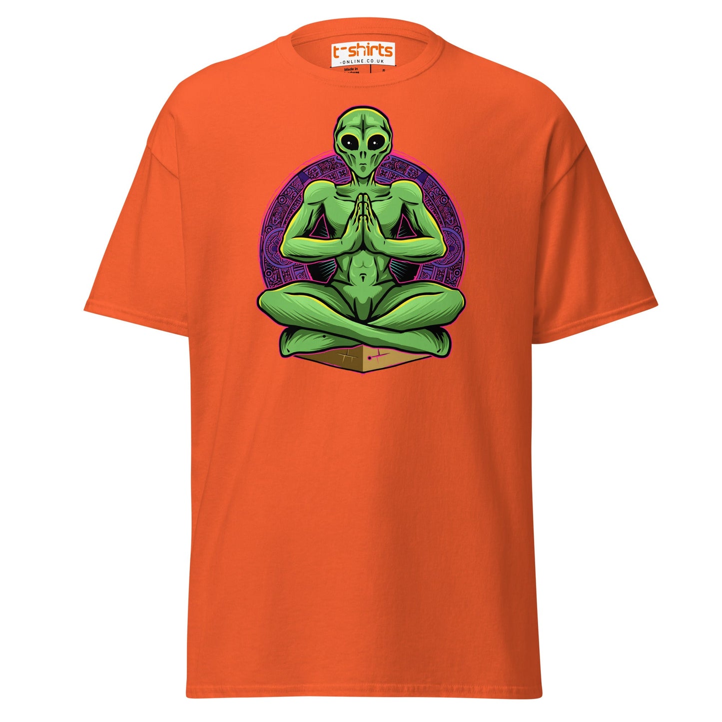 Meditating Alien T-Shirt | Cosmic Spiritual Tee - Orange - T-Shirts Online