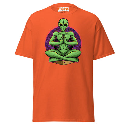 Meditating Alien T-Shirt | Cosmic Spiritual Tee - Orange - T-Shirts Online