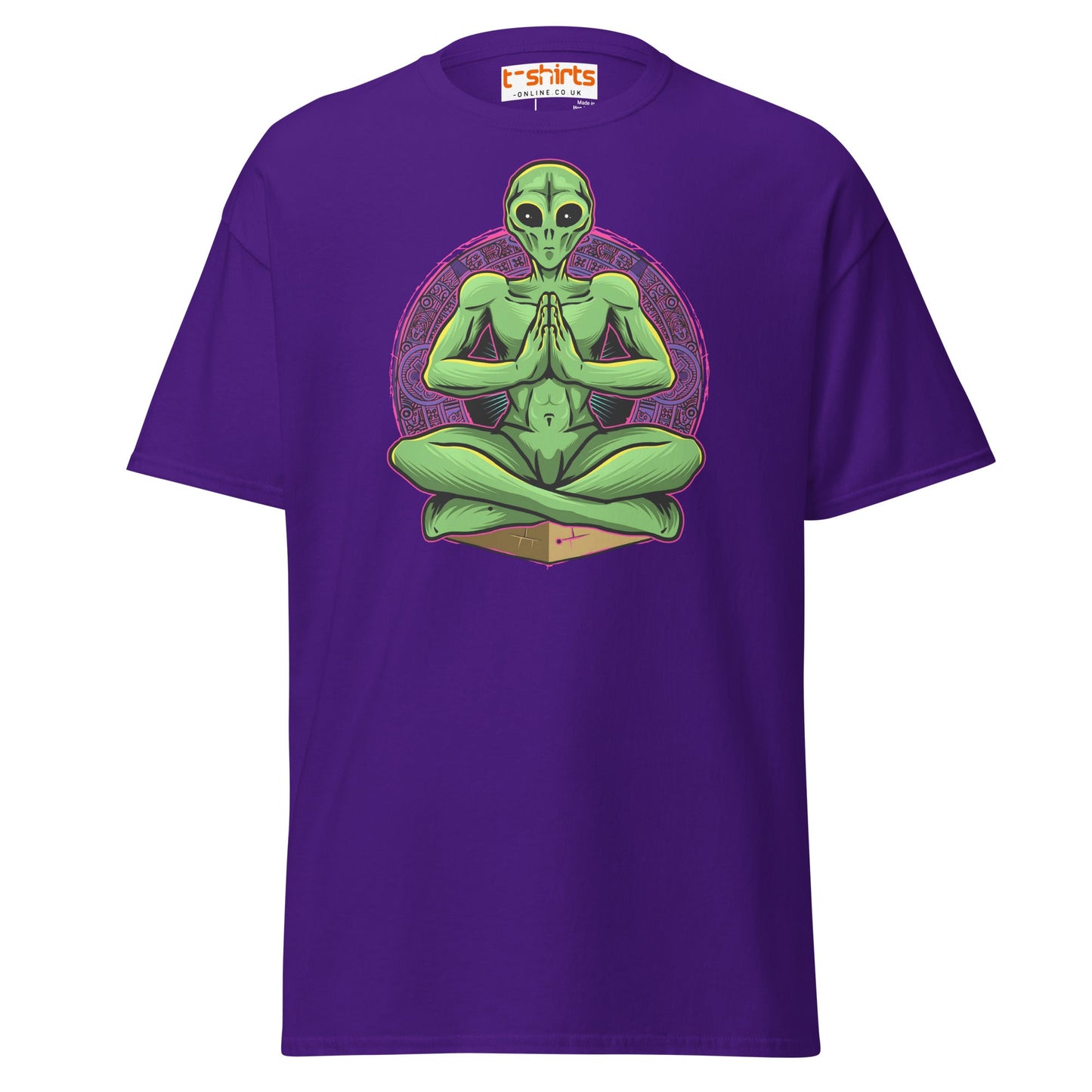 Meditating Alien T-Shirt | Cosmic Spiritual Tee - Purple - T-Shirts Online