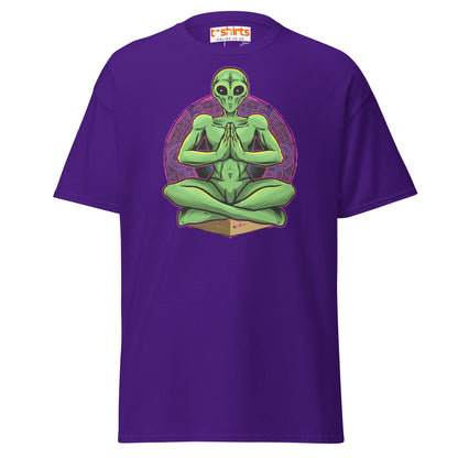 Meditating Alien T-Shirt | Cosmic Spiritual Tee - Purple - T-Shirts Online