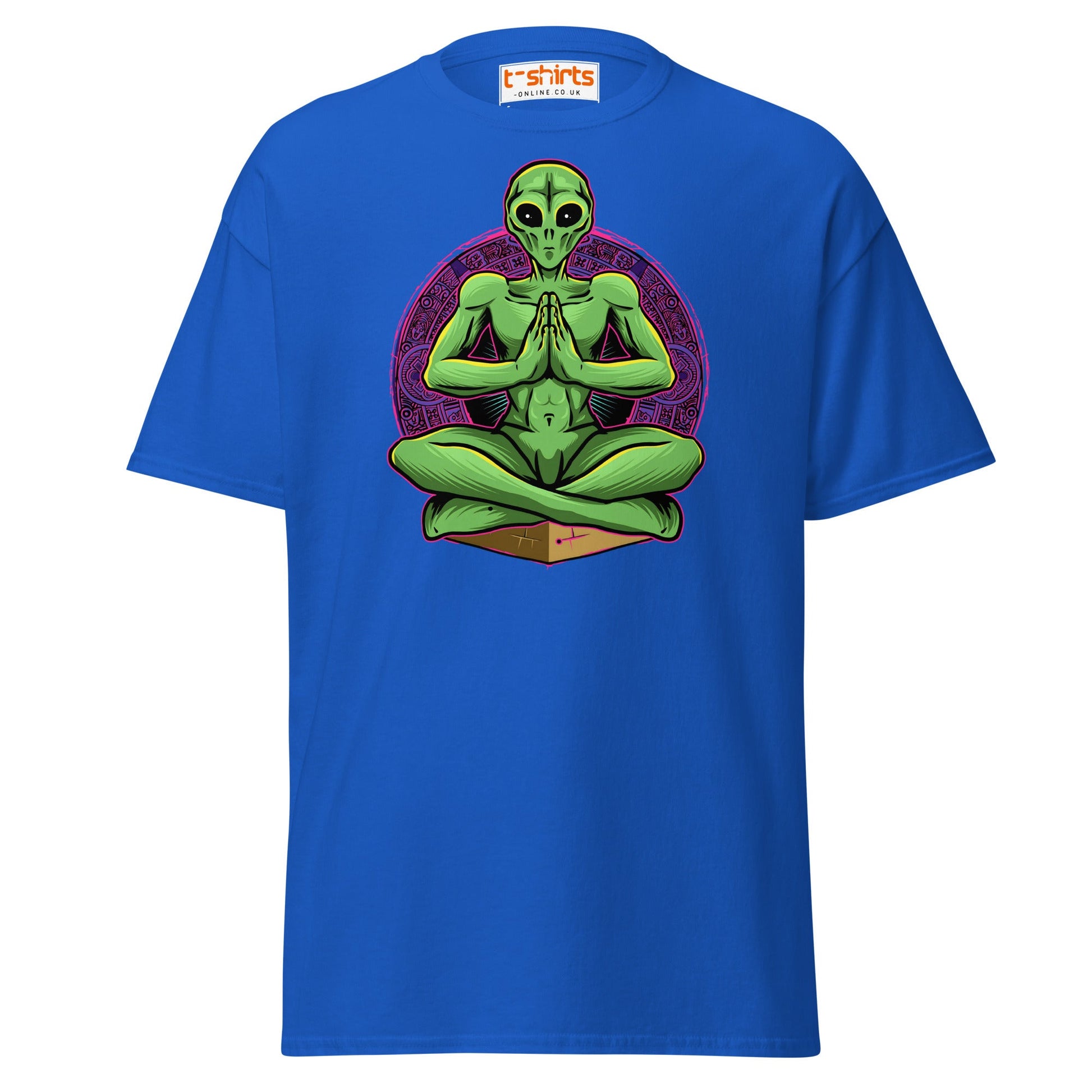 Meditating Alien T-Shirt | Cosmic Spiritual Tee - Royal - T-Shirts Online