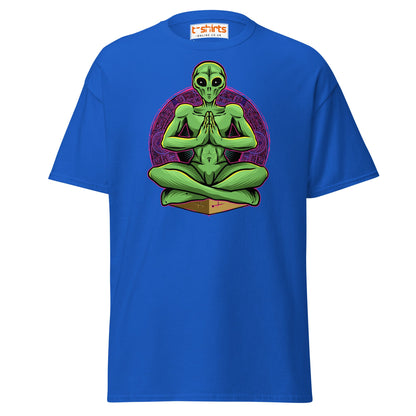 Meditating Alien T-Shirt | Cosmic Spiritual Tee - Royal - T-Shirts Online