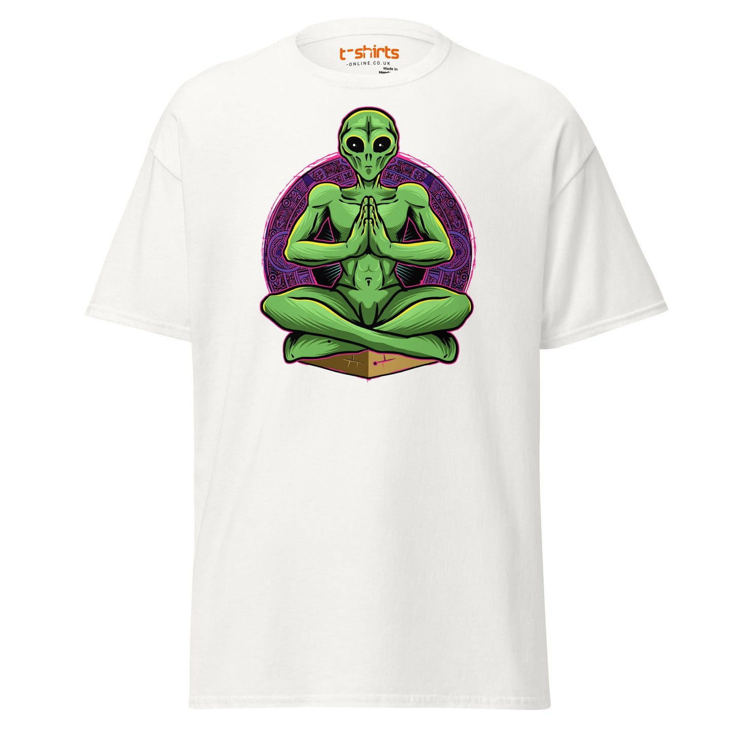 Meditating Alien T-Shirt | Cosmic Spiritual Tee - White - T-Shirts Online