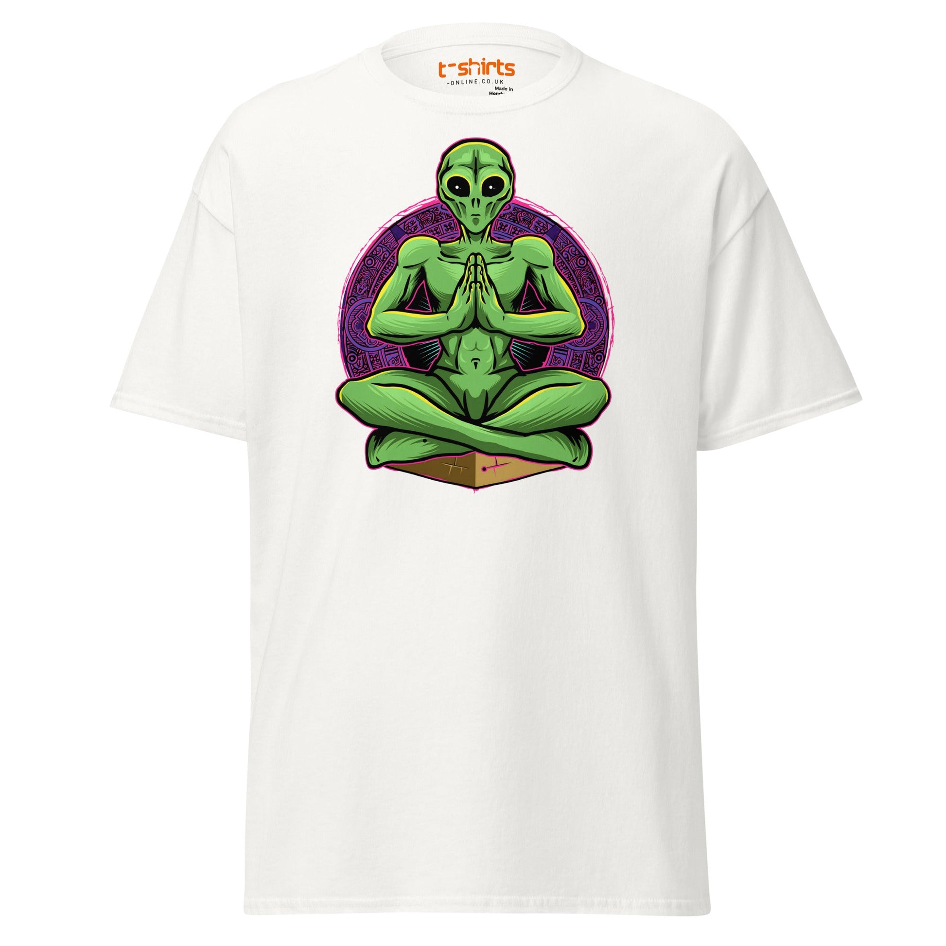 Meditating Alien T-Shirt | Cosmic Spiritual Tee - White - T-Shirts Online
