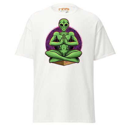 Meditating Alien T-Shirt | Cosmic Spiritual Tee - White - T-Shirts Online