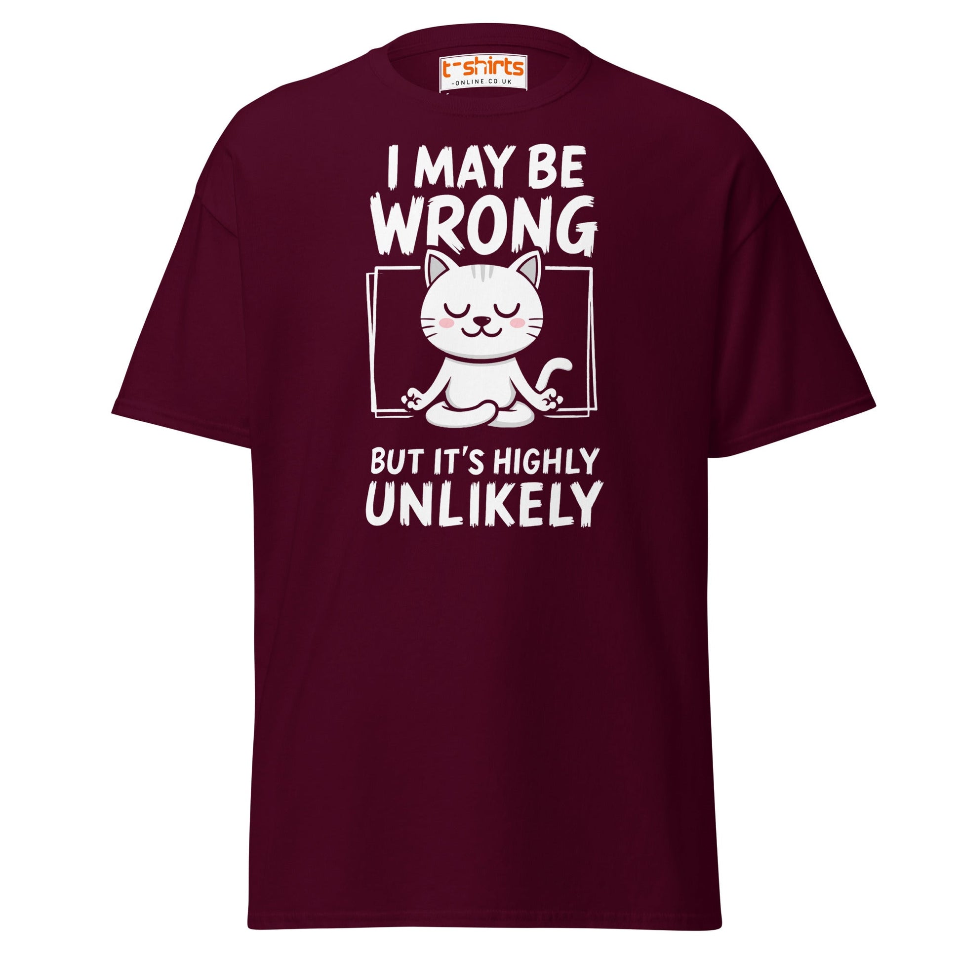 Meditating Cat T-Shirt – Funny Confidence Quote Tee - Maroon - T-Shirts Online