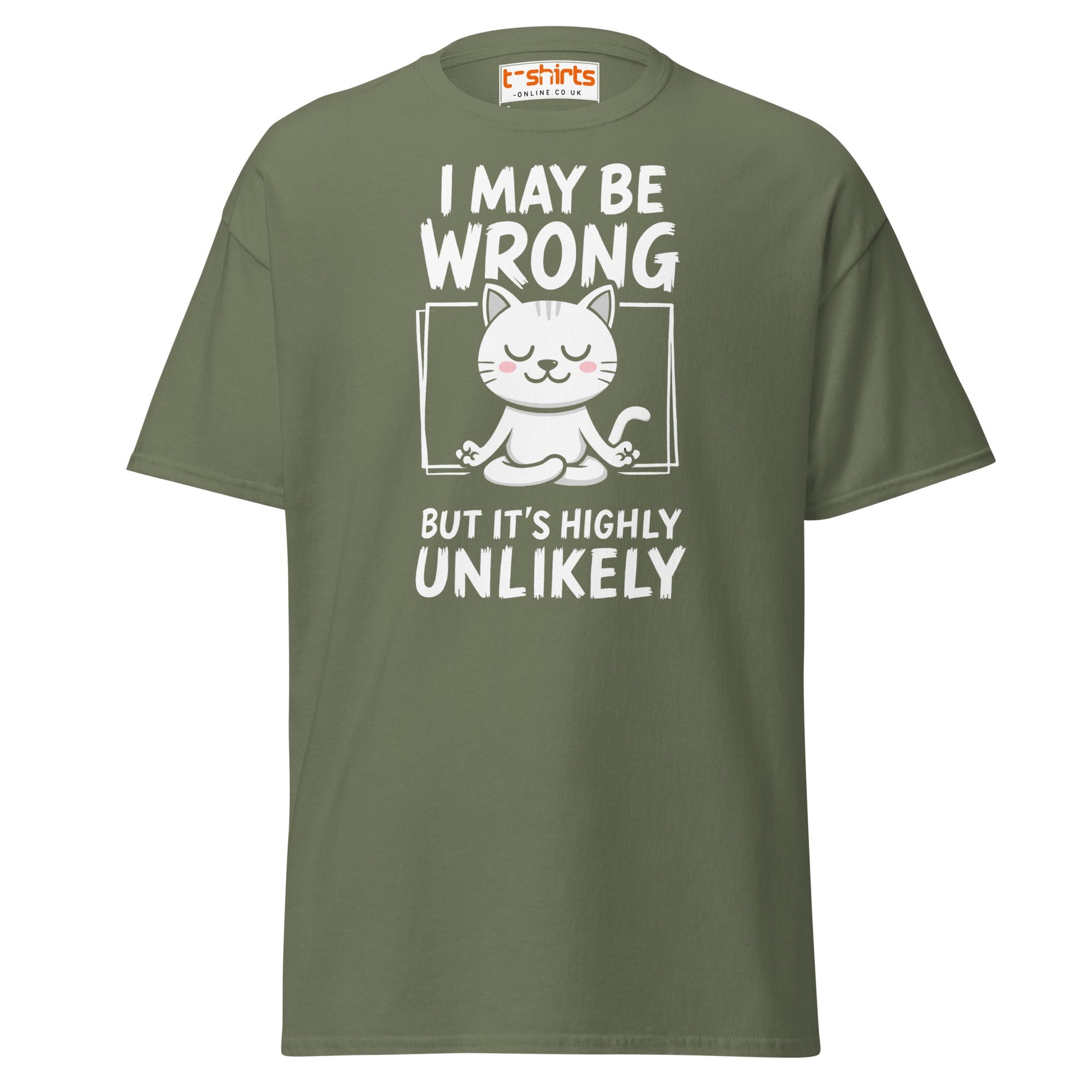 Meditating Cat T-Shirt – Funny Confidence Quote Tee - Military Green - T-Shirts Online