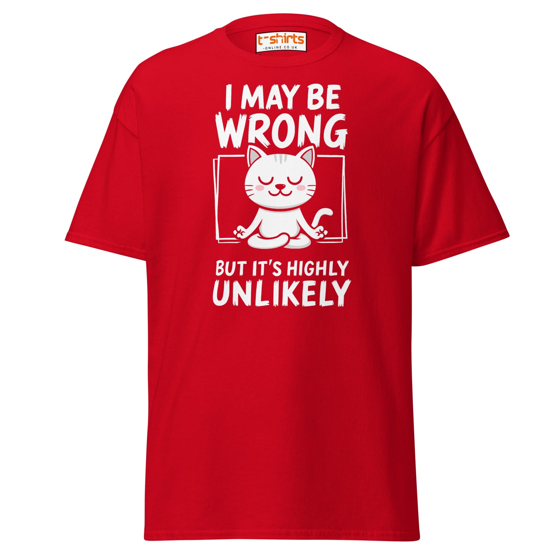 Meditating Cat T-Shirt – Funny Confidence Quote Tee - Red - T-Shirts Online