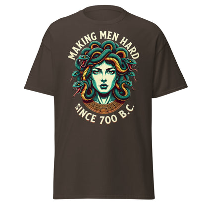 Medusa Making Men Hard Since 700 BC – Funny Myth T-Shirt - Dark Chocolate - T-Shirts Online