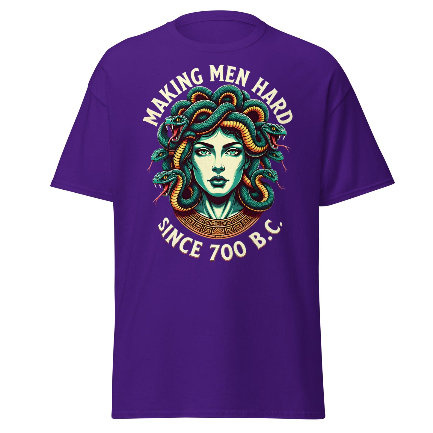 Medusa Making Men Hard Since 700 BC – Funny Myth T-Shirt - Purple - T-Shirts Online