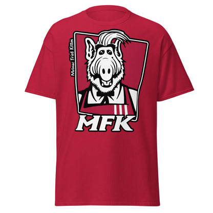 Melmac Fried Kitten MFK T-Shirt - ALF Parody Tee - Cardinal - T-Shirts Online