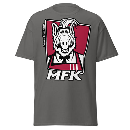 Melmac Fried Kitten MFK T-Shirt - ALF Parody Tee - Charcoal - T-Shirts Online
