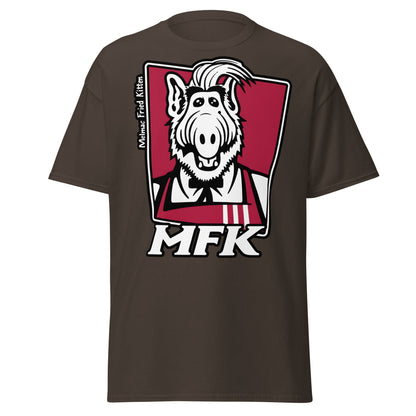 Melmac Fried Kitten MFK T-Shirt - ALF Parody Tee - Dark Chocolate - T-Shirts Online