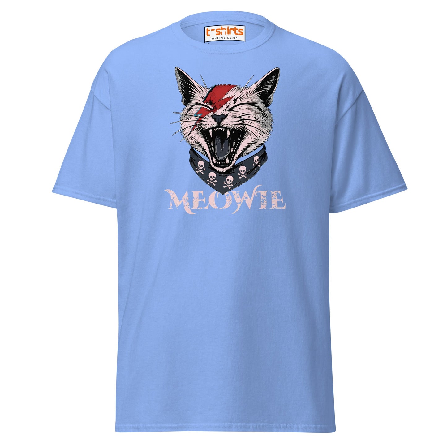 Meowie Cat T-Shirt | Funny Rock Parody Tee - Carolina Blue - T-Shirts Online