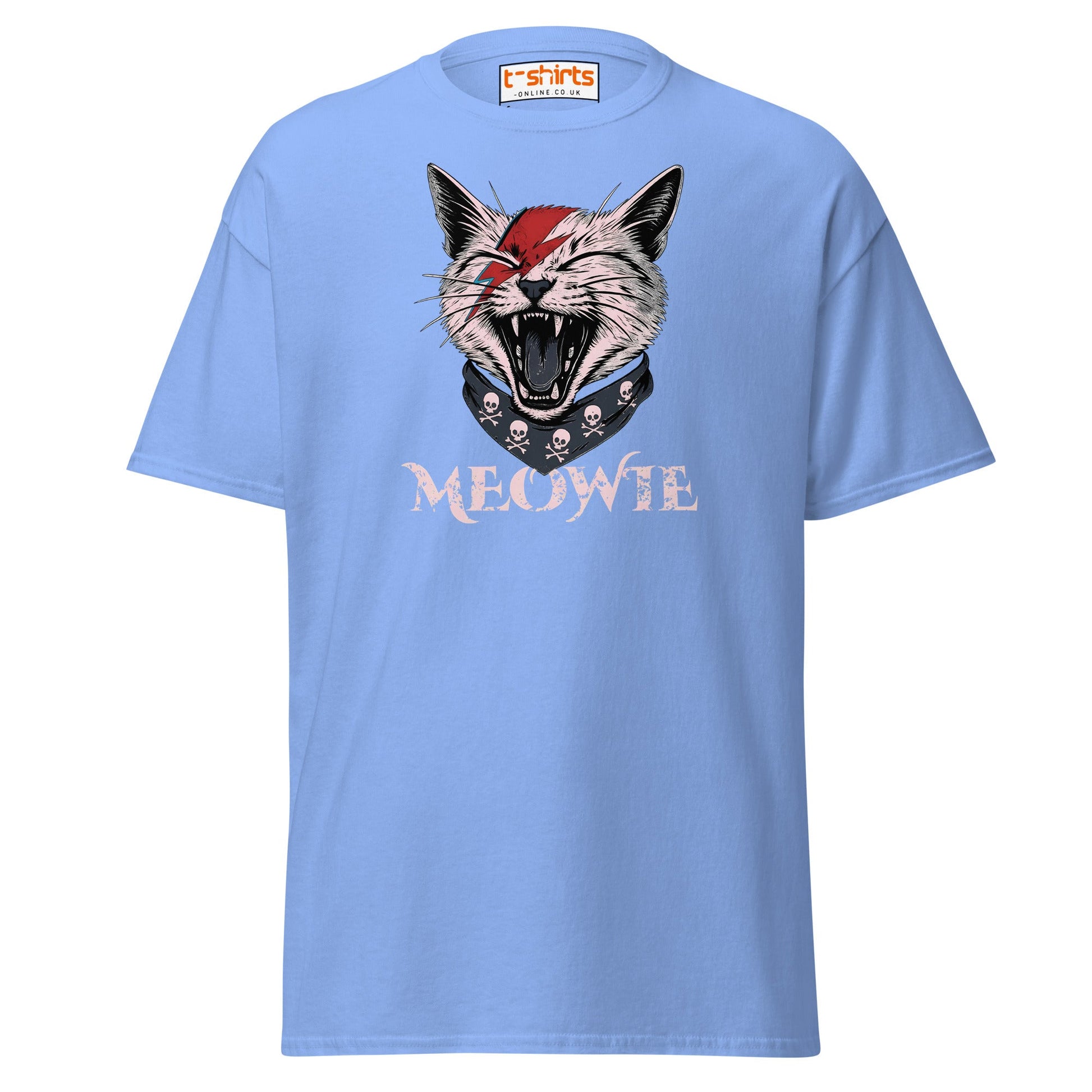 Meowie Cat T-Shirt | Funny Rock Parody Tee - Carolina Blue - T-Shirts Online