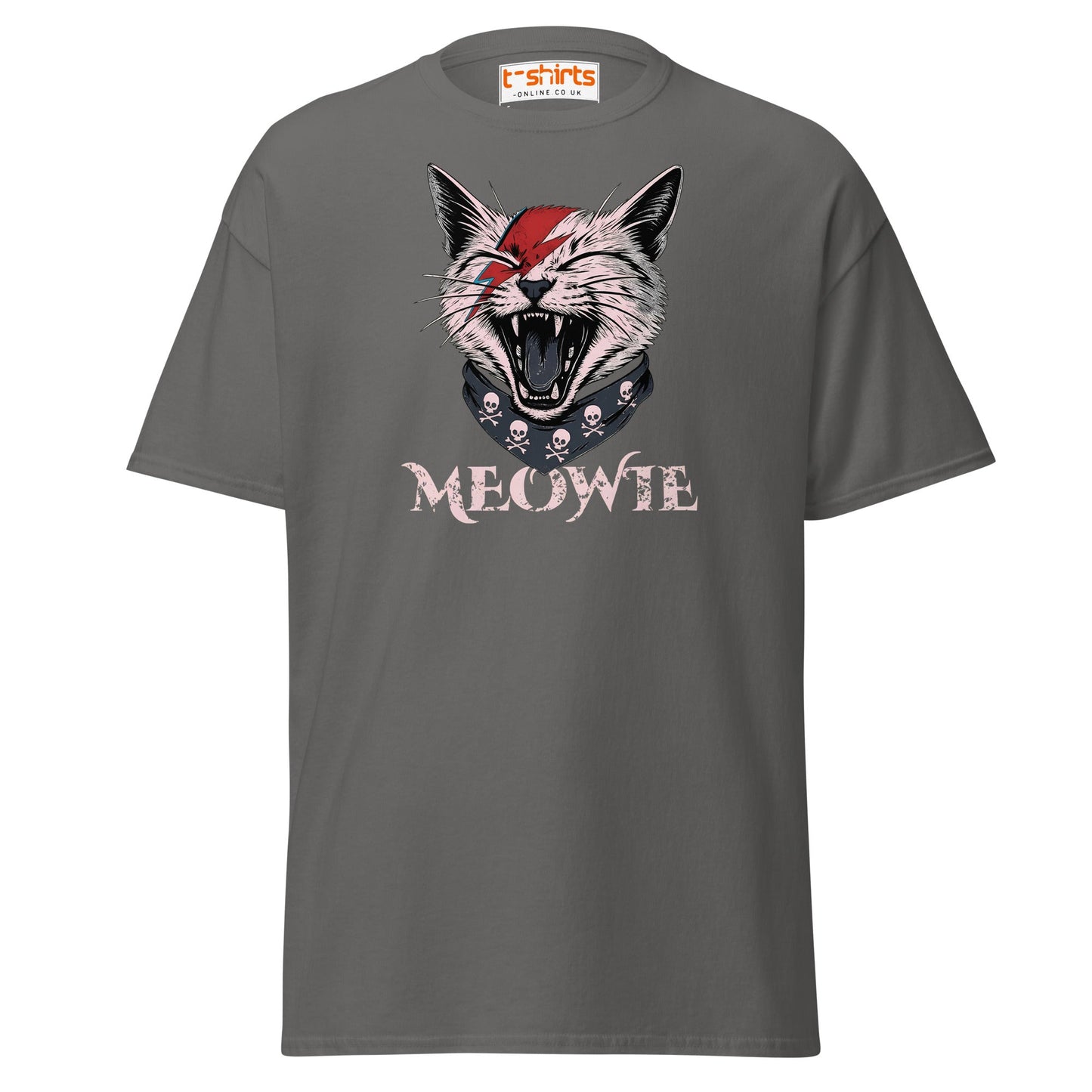 Meowie Cat T-Shirt | Funny Rock Parody Tee - Charcoal - T-Shirts Online