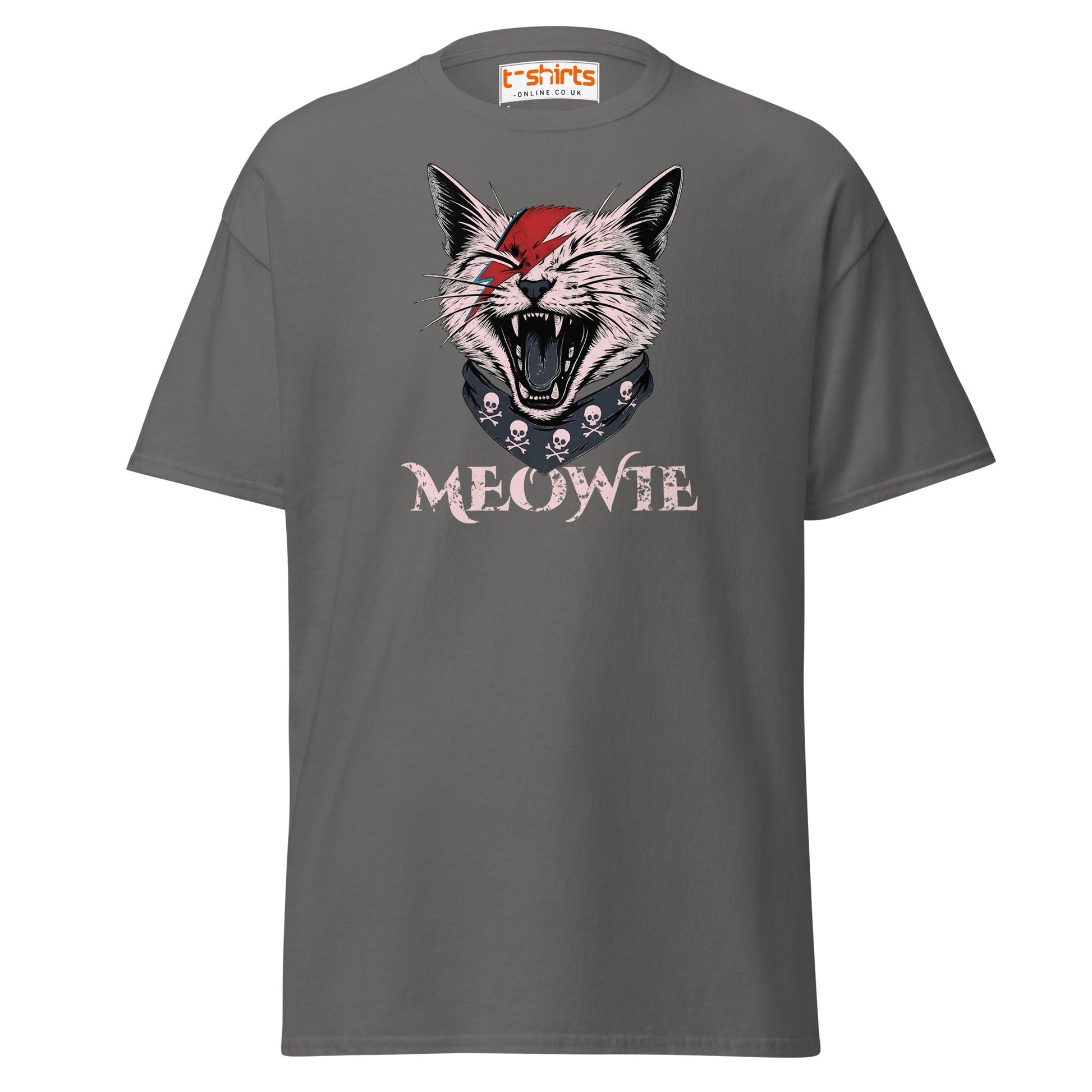 Meowie Cat T-Shirt | Funny Rock Parody Tee - Charcoal - T-Shirts Online