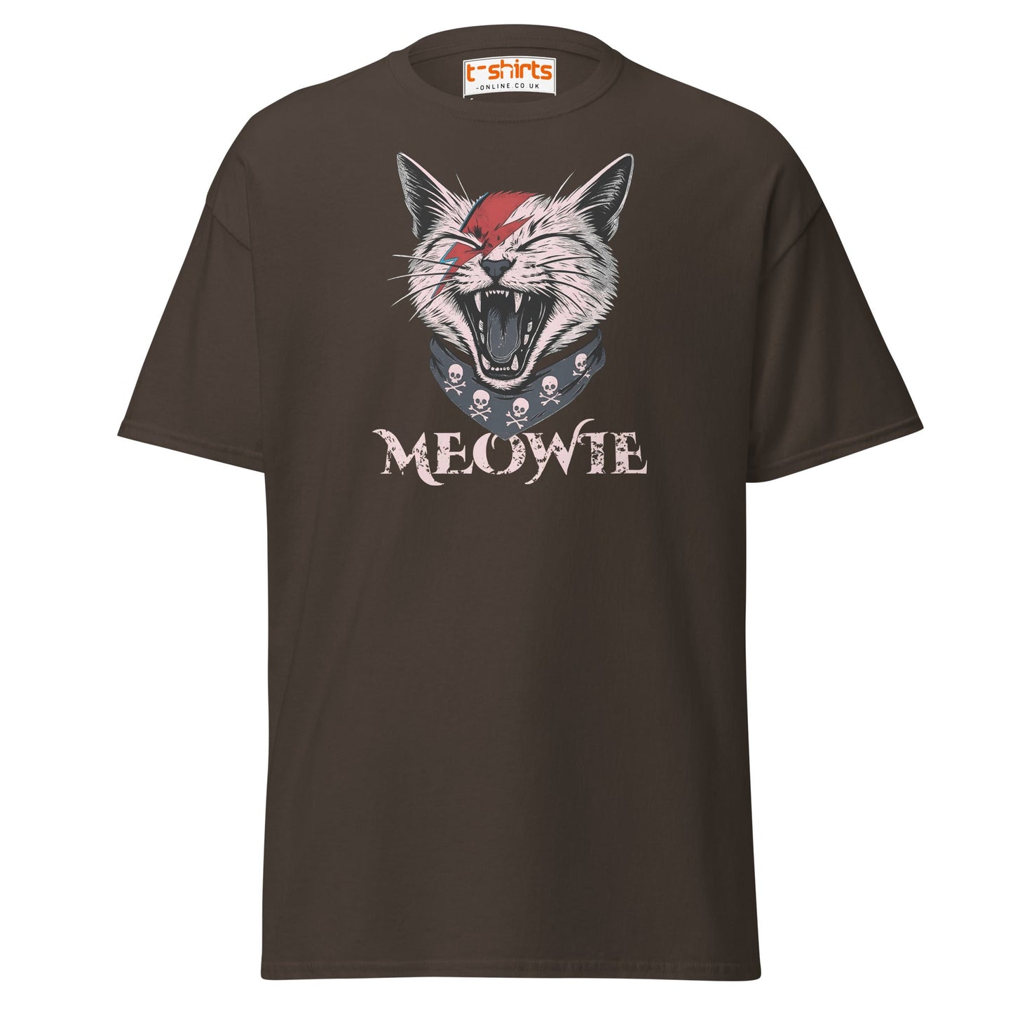 Meowie Cat T-Shirt | Funny Rock Parody Tee - Dark Chocolate - T-Shirts Online