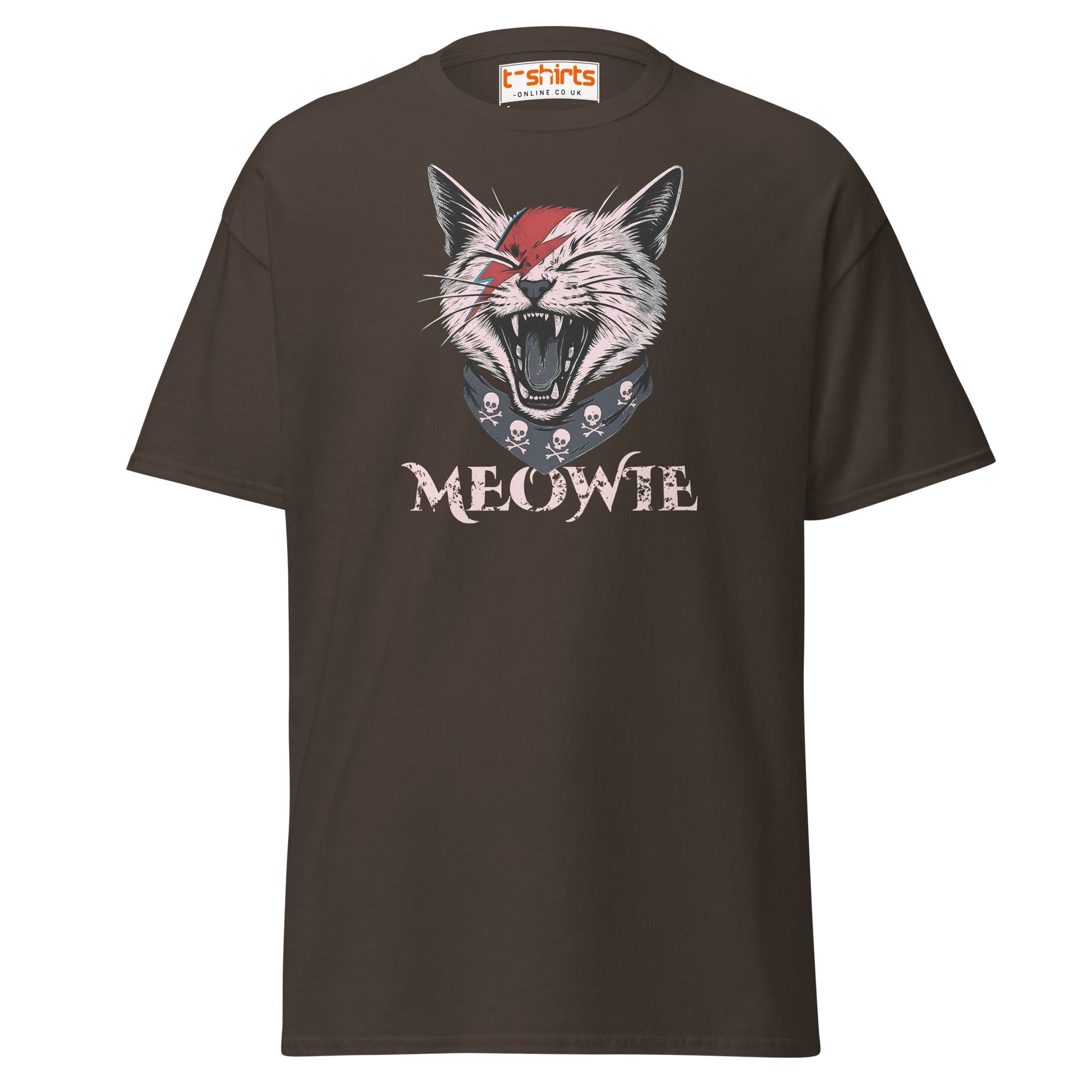 Meowie Cat T-Shirt | Funny Rock Parody Tee - Dark Chocolate - T-Shirts Online