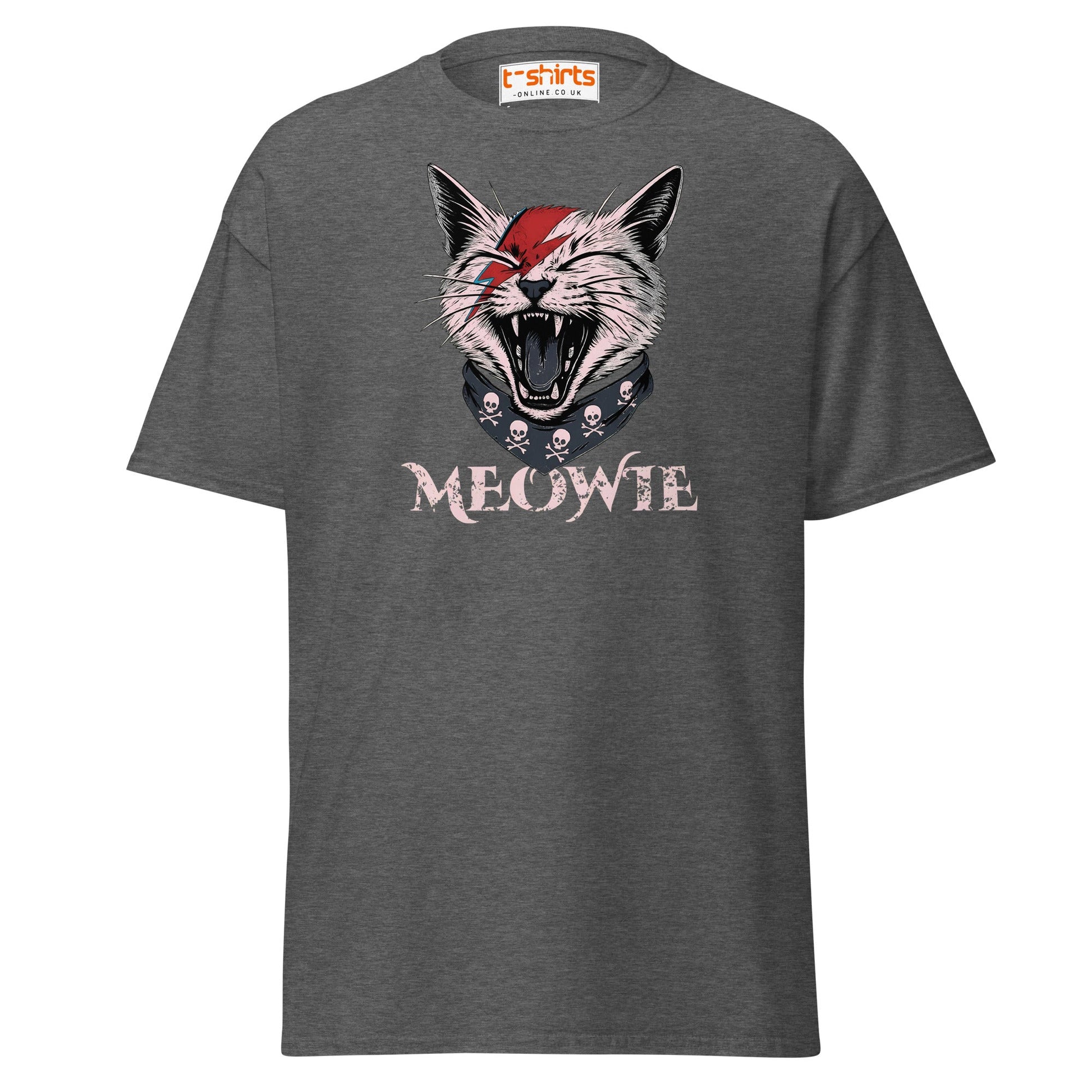 Meowie Cat T-Shirt | Funny Rock Parody Tee - Dark Heather - T-Shirts Online