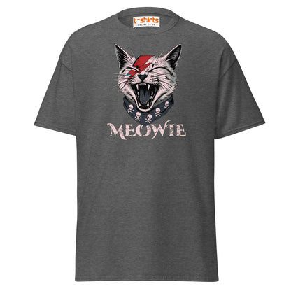 Meowie Cat T-Shirt | Funny Rock Parody Tee - Dark Heather - T-Shirts Online