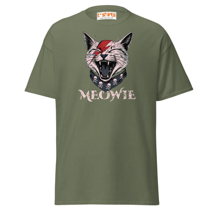 Meowie Cat T-Shirt | Funny Rock Parody Tee - Military Green - T-Shirts Online