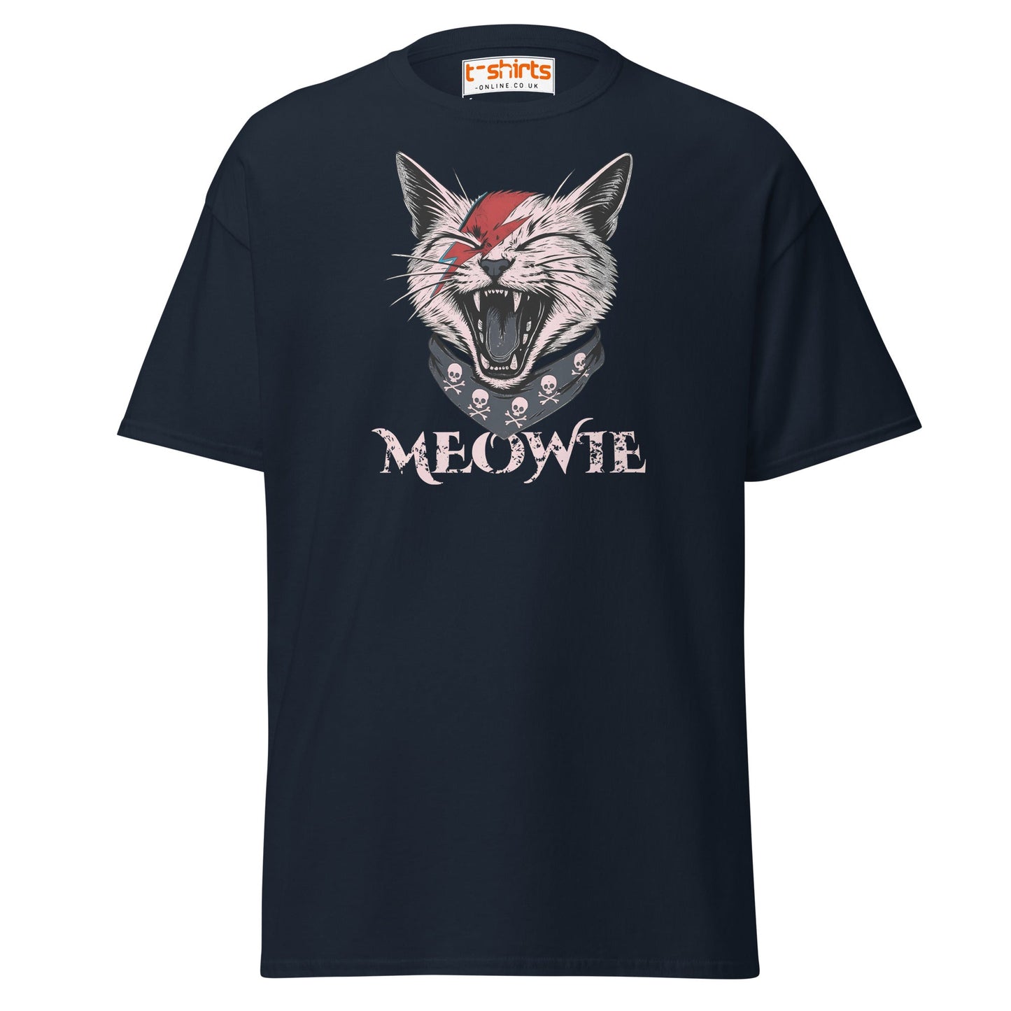 Meowie Cat T-Shirt | Funny Rock Parody Tee - Navy - T-Shirts Online