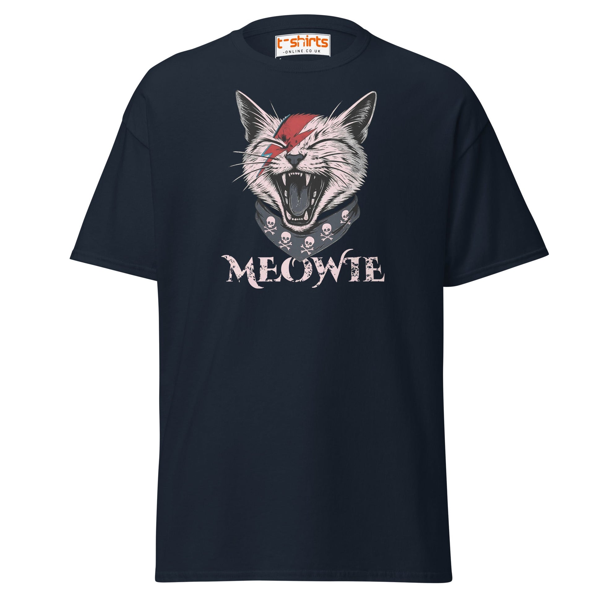 Meowie Cat T-Shirt | Funny Rock Parody Tee - Navy - T-Shirts Online